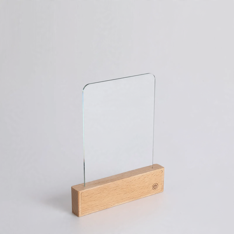 Flat reading lamp made of solid wood, USB rechargeable