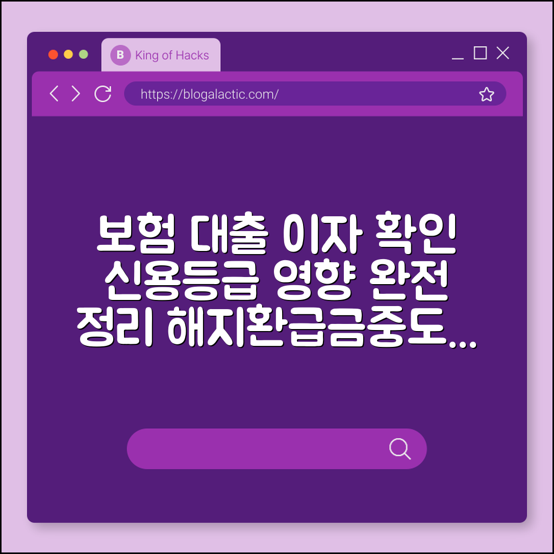 보험 약관 대출 이자 및 신용등급 영향 팩트 체크 (해지환급금 범위, 긴급 자금 마련, 중도 상환)