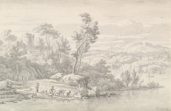 Southern Landscape with Figures and Cattle at a River 1686
