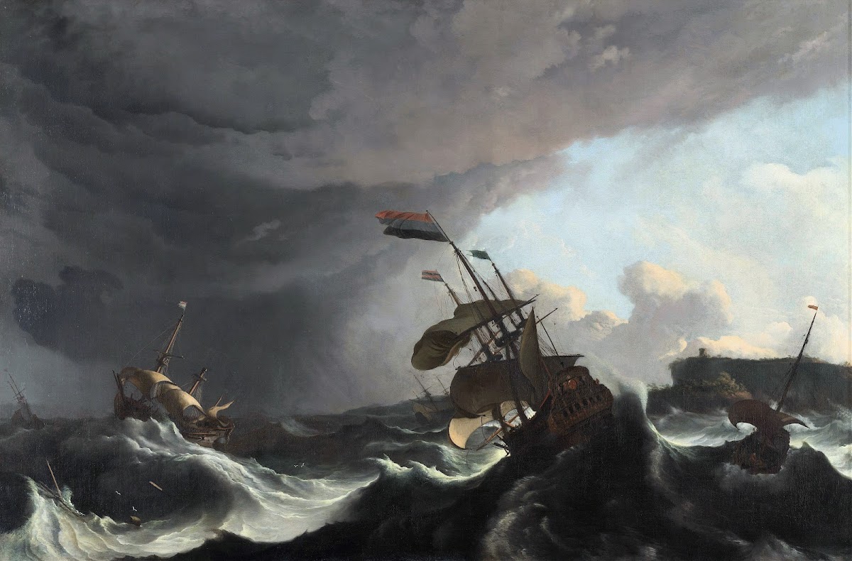 Warships in a Heavy Storm c 1695