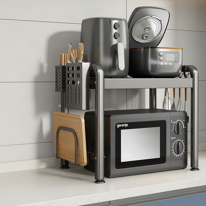 Pull-out kitchen cart, steel frame, 2–3 layers