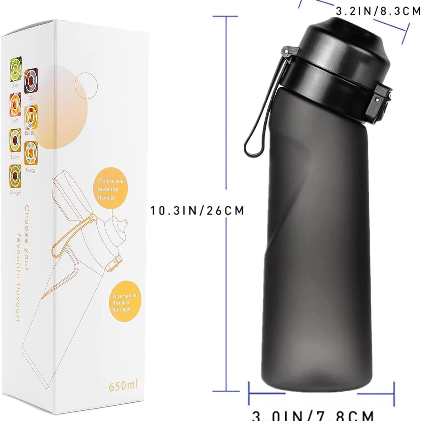 Tritan-Sportflasche mit Geschmacksringen, 650 ml