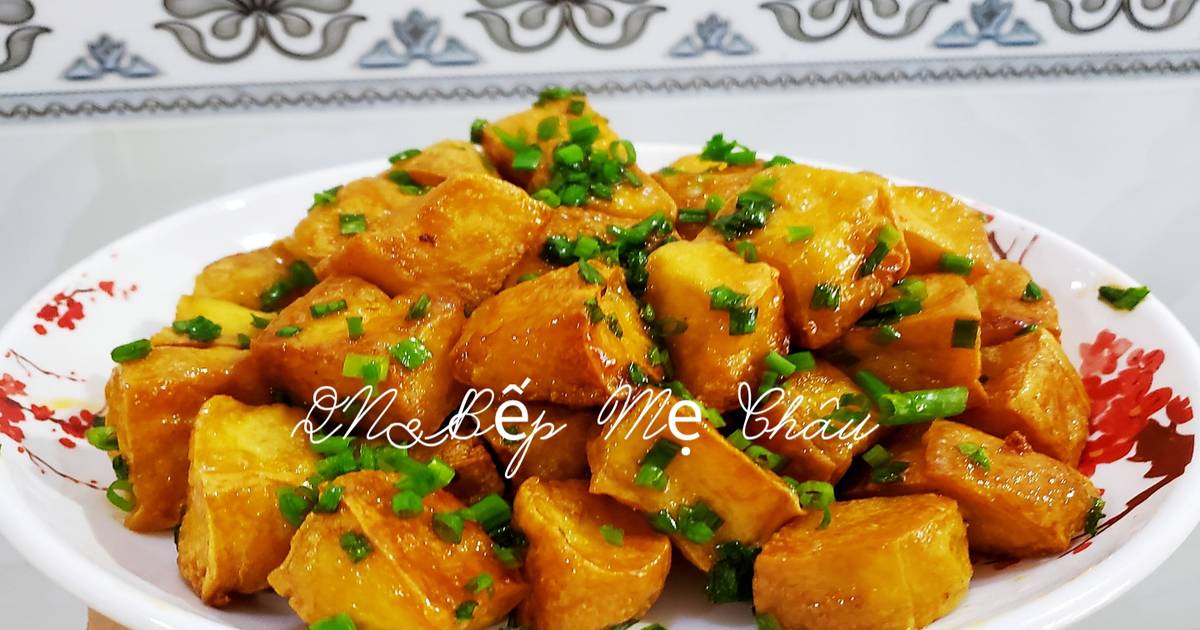 Đậu hũ chiên xóc mắm hành