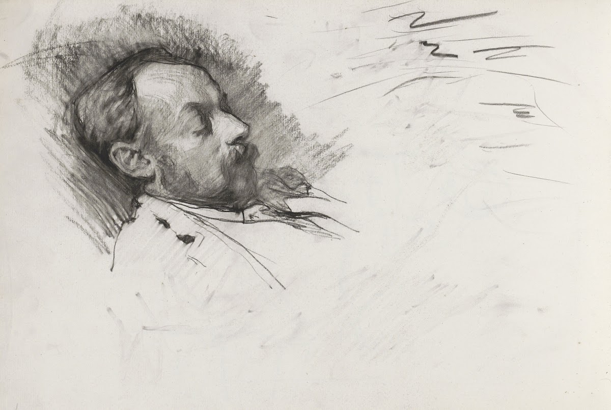 Liggende man met gesloten ogen mogelijk Frank van Vloten 1887 1892
