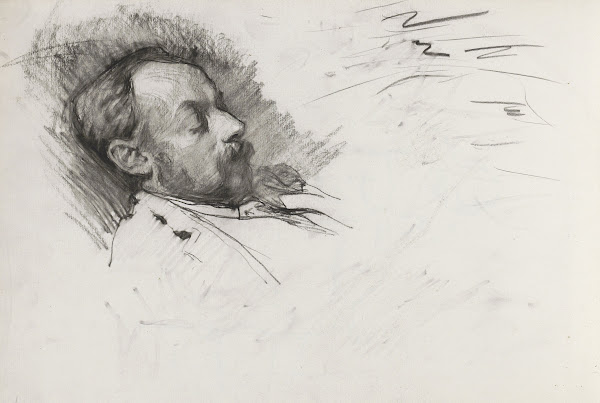 Liggende man met gesloten ogen mogelijk Frank van Vloten 1887 1892