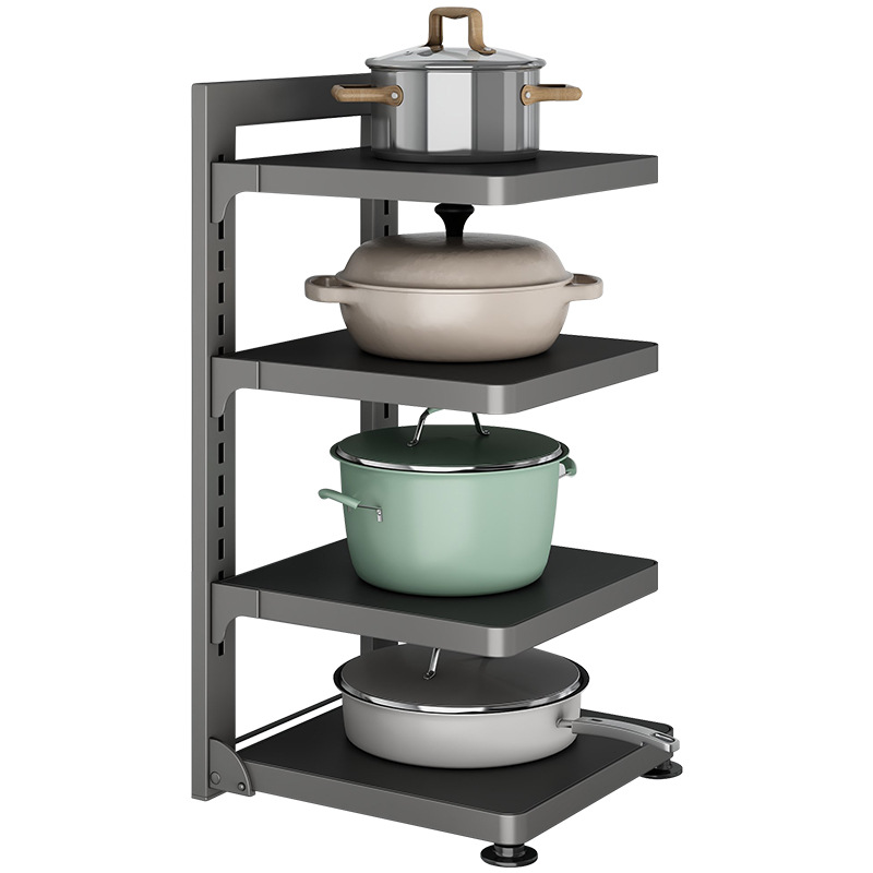 Pot rack, multi-tiered, Gunmetal, foldable