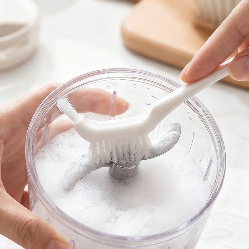 Special brush for food processors and blenders