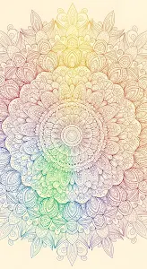 Rainbow Gradient Intricate Mandala Line Art Design