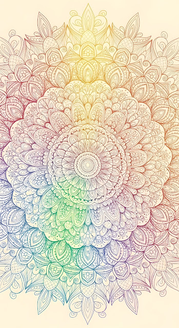 Rainbow Gradient Intricate Mandala Line Art Design - Free mobile Wallpaper