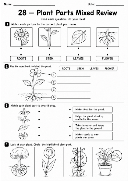 Plant Parts Mixed Review