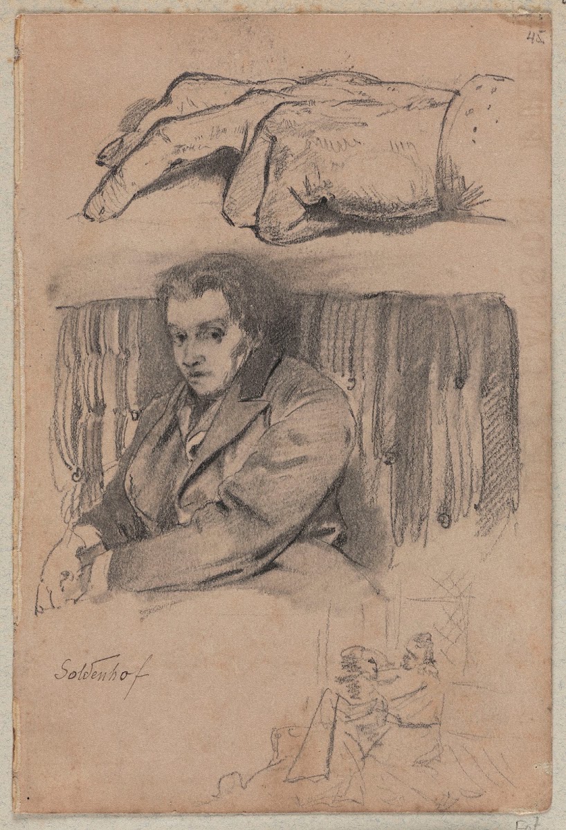 Portrait study of Soldenhof study of the left hand sketch of the figure