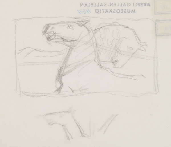 The Great Kalevala Poem III sketch Horses 1925