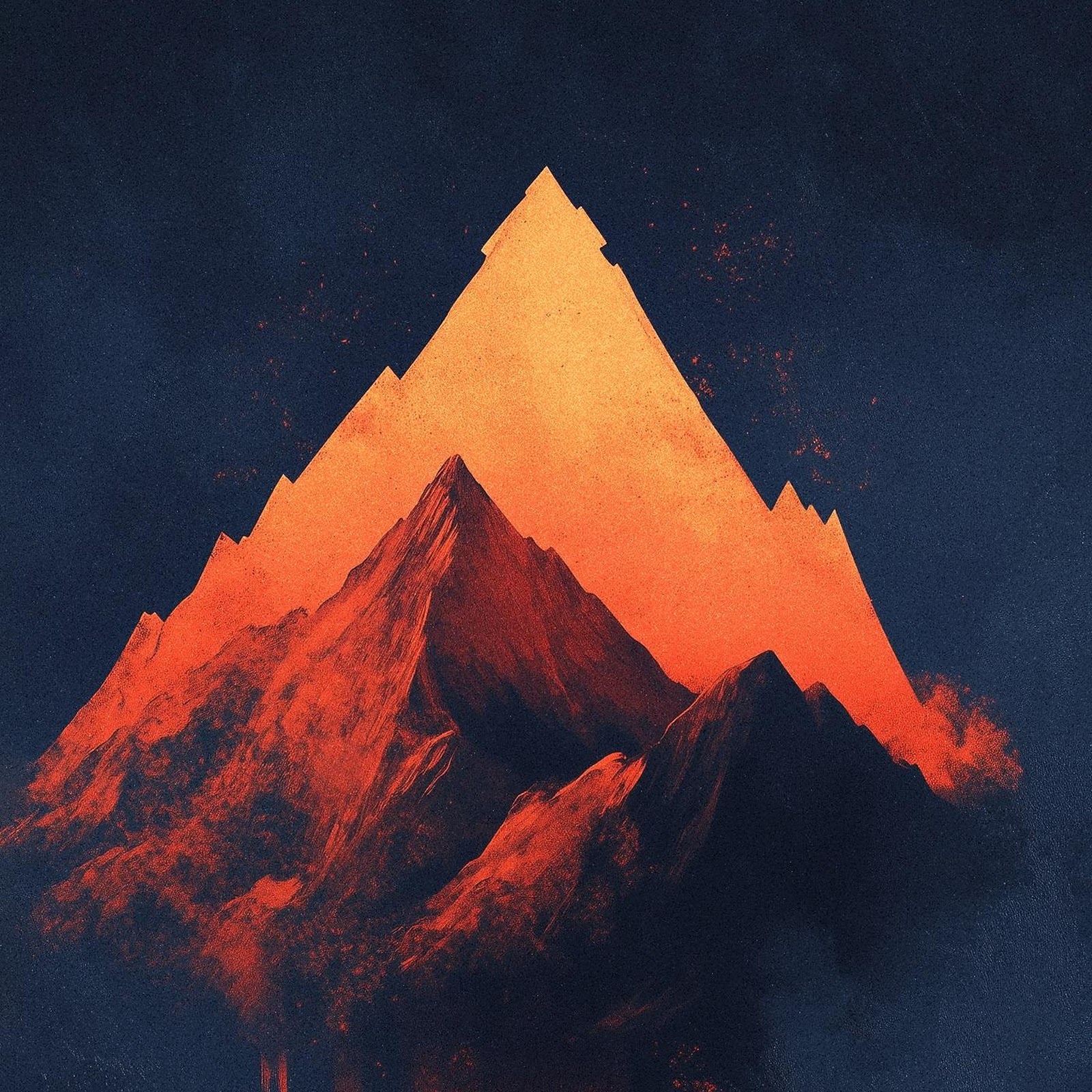 Download Abstract Glowing Orange Mountain Full HD iPhone