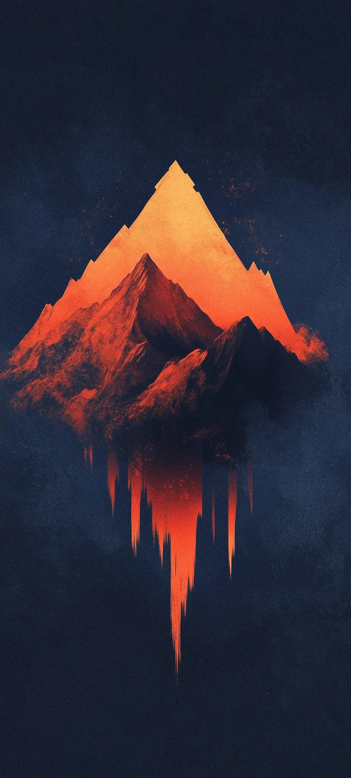 Abstract Glowing Orange Mountain - Digital Illustration Full HD iPhone Wallpaper (1400x3100)