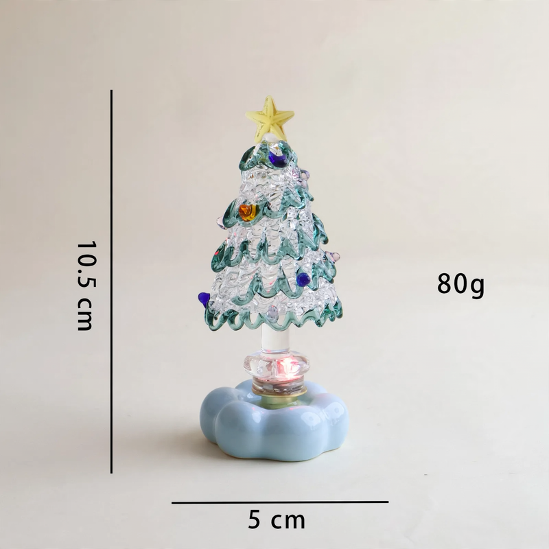 Dekorative, rotierende LED-Weihnachtsbaum-Figur aus Glas