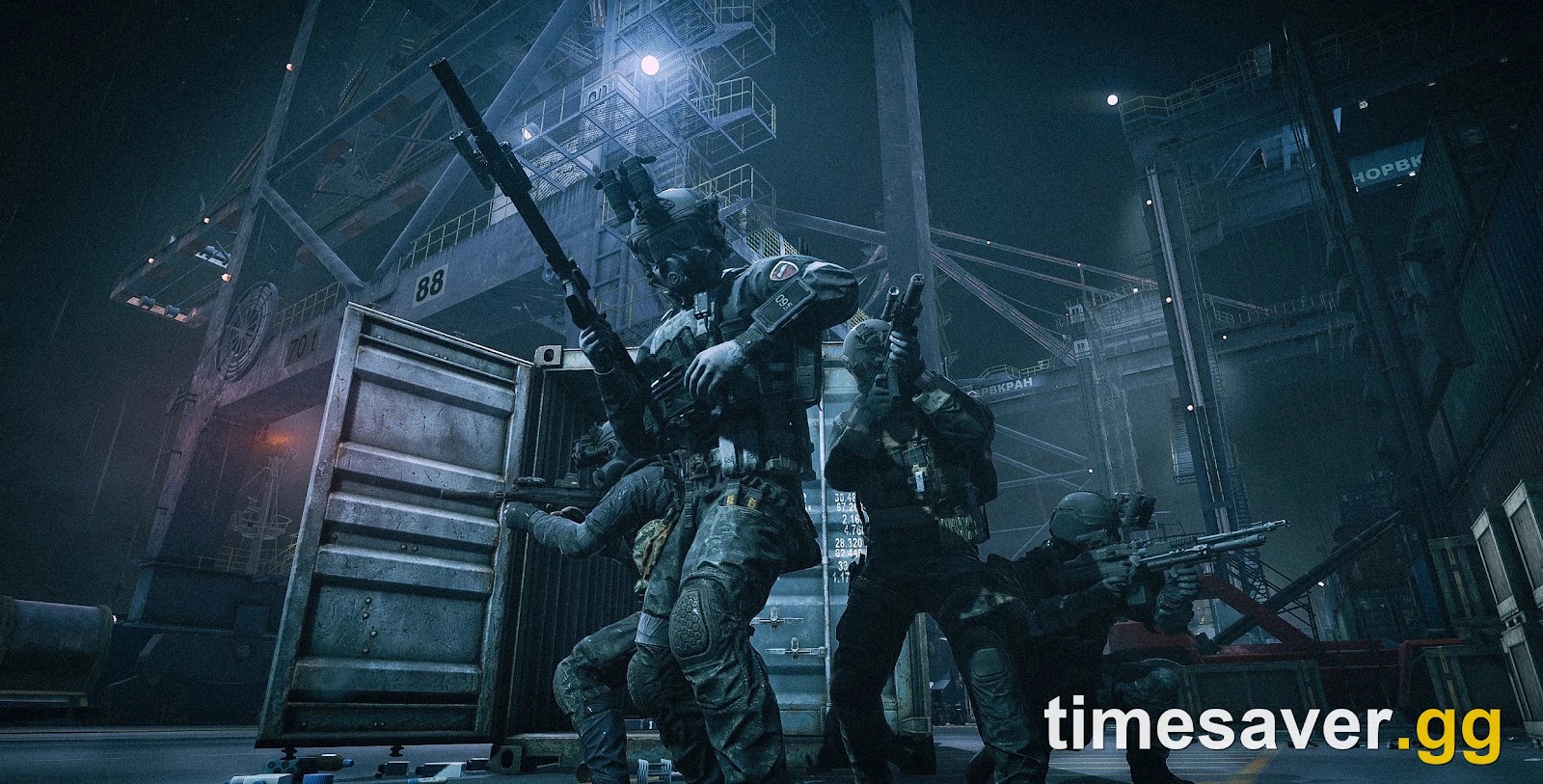 The Lab plunged into darkness during Blackout — a Black Division fighter silhouetted in a pitch-black corridor
