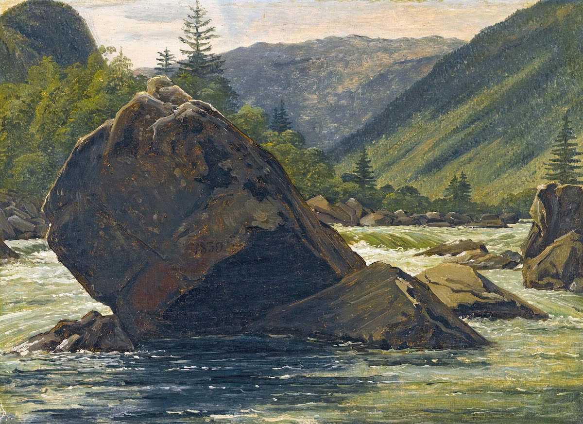 An Erratic Rock In The Rapids 1830