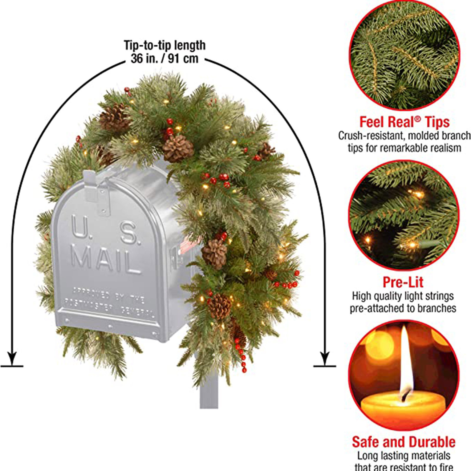 Christmas Mailbox Wreath, 90 cm