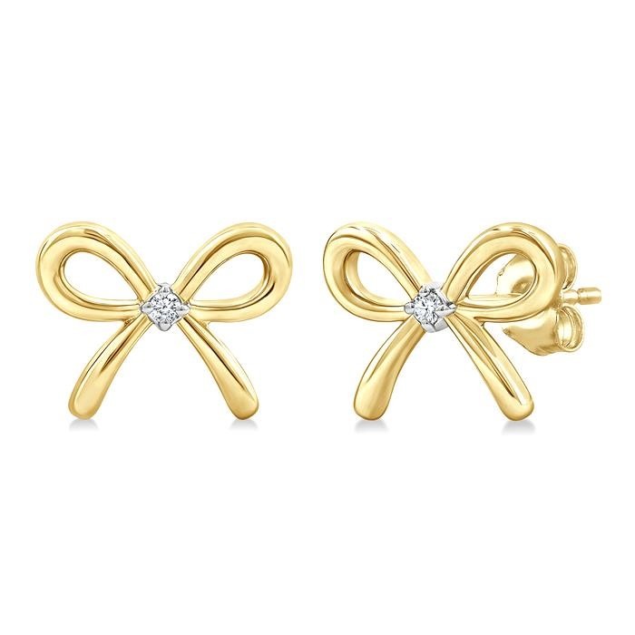 Gold Vermeil Bow Diamond Fashion Earrings