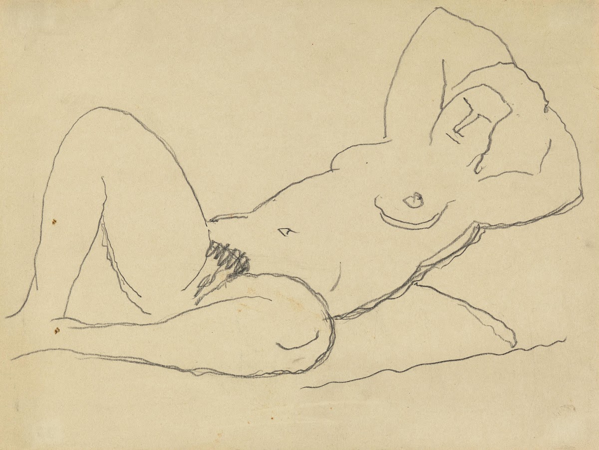 Ohne Titel Liegender Akt die Hände hinter dem Kopf verschränkt II 1934