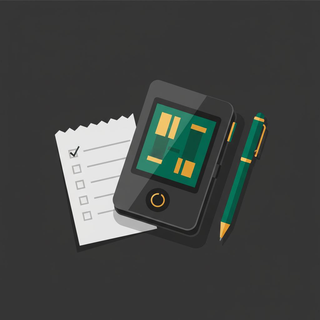 Close up 2D vector of a hardware crypto wallet with a checklist and pen on dark background conveying security and operational care Can I make $100 a day from crypto?