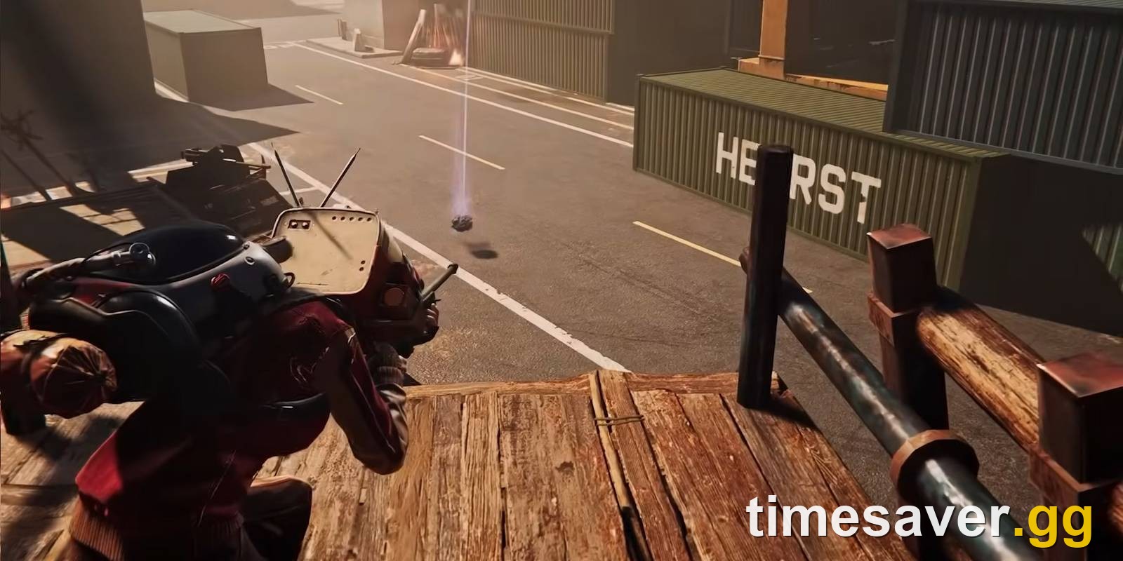 A player with a firearm in Once Human's Evolution's Call PvP scenario — where player-versus-player combat actually happens, separate from Isles of Abyss