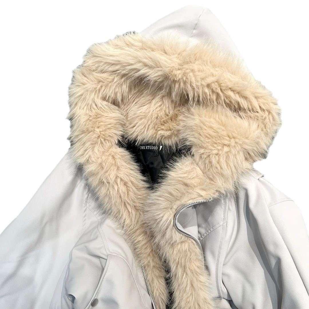Men's winter jacket, padded, with hood and fur collar