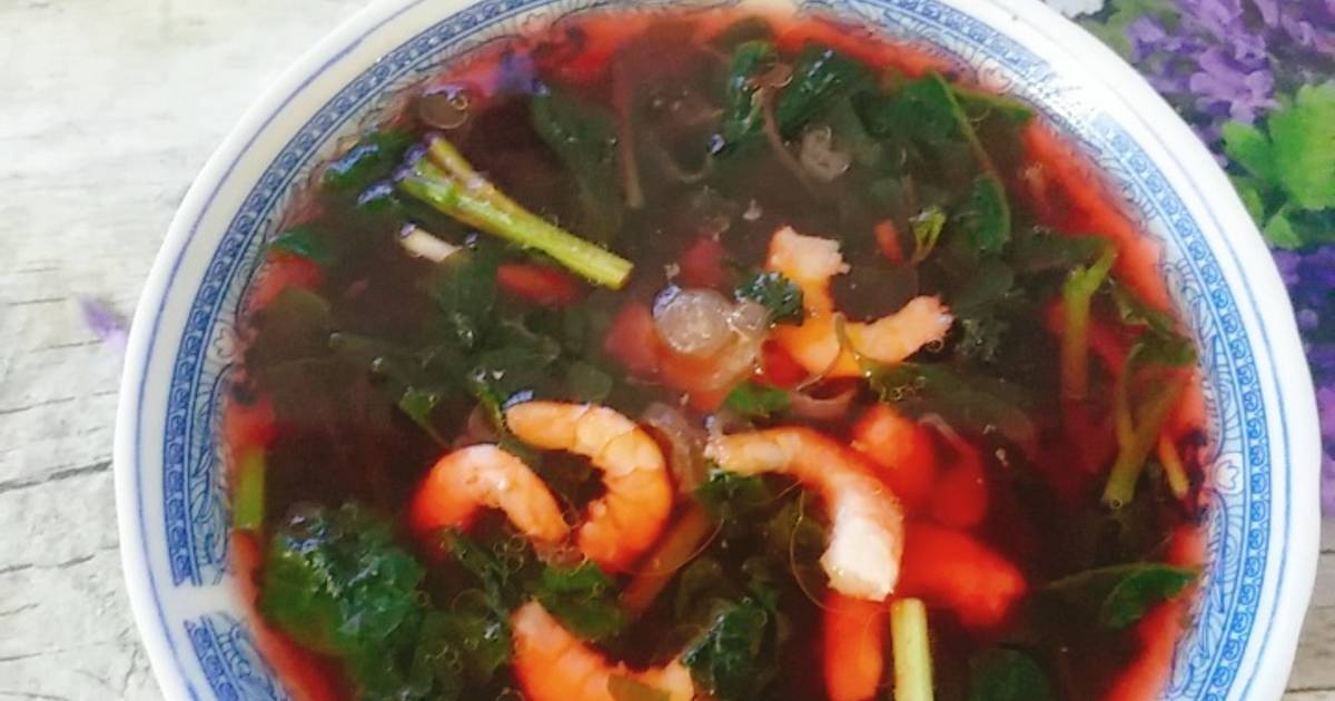 Canh rau dền mồng tơi nấu tôm