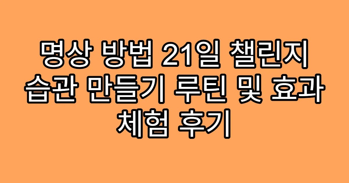 명상 방법 21일 챌린지 습관 만들기 루틴 및 효과 체험 후기