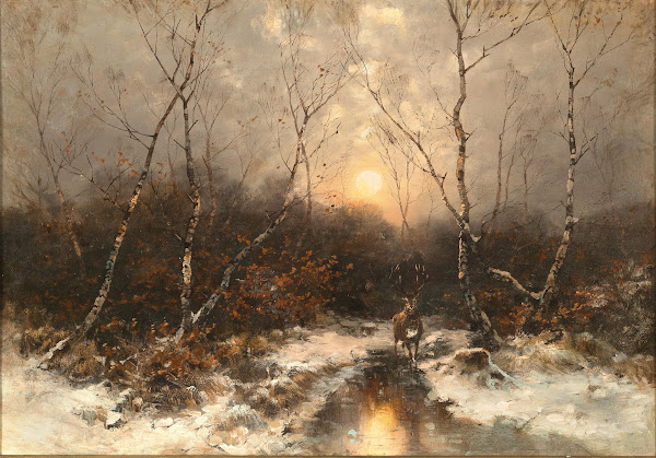 A Deer in a Forest by Moonlight