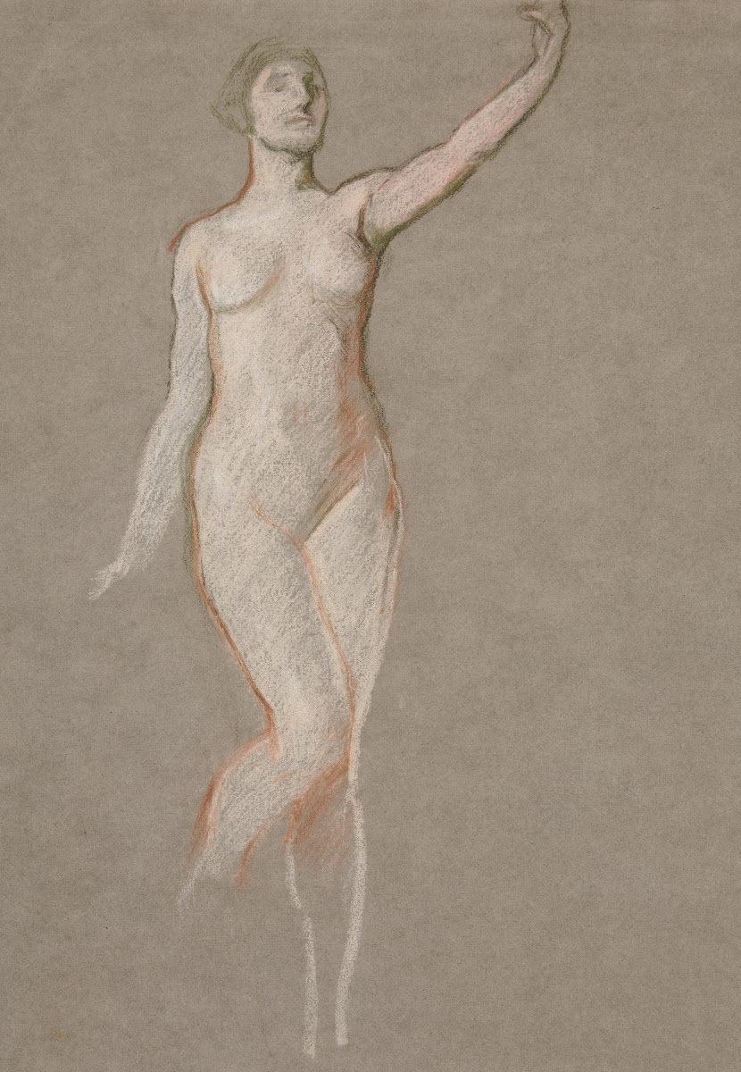 Figure study for The Hours sketch for mural for the state capitol building in Ha