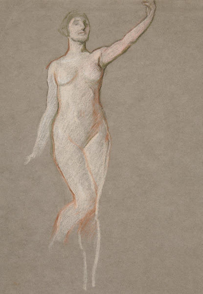 Figure study for The Hours sketch for mural for the state capitol building in Ha
