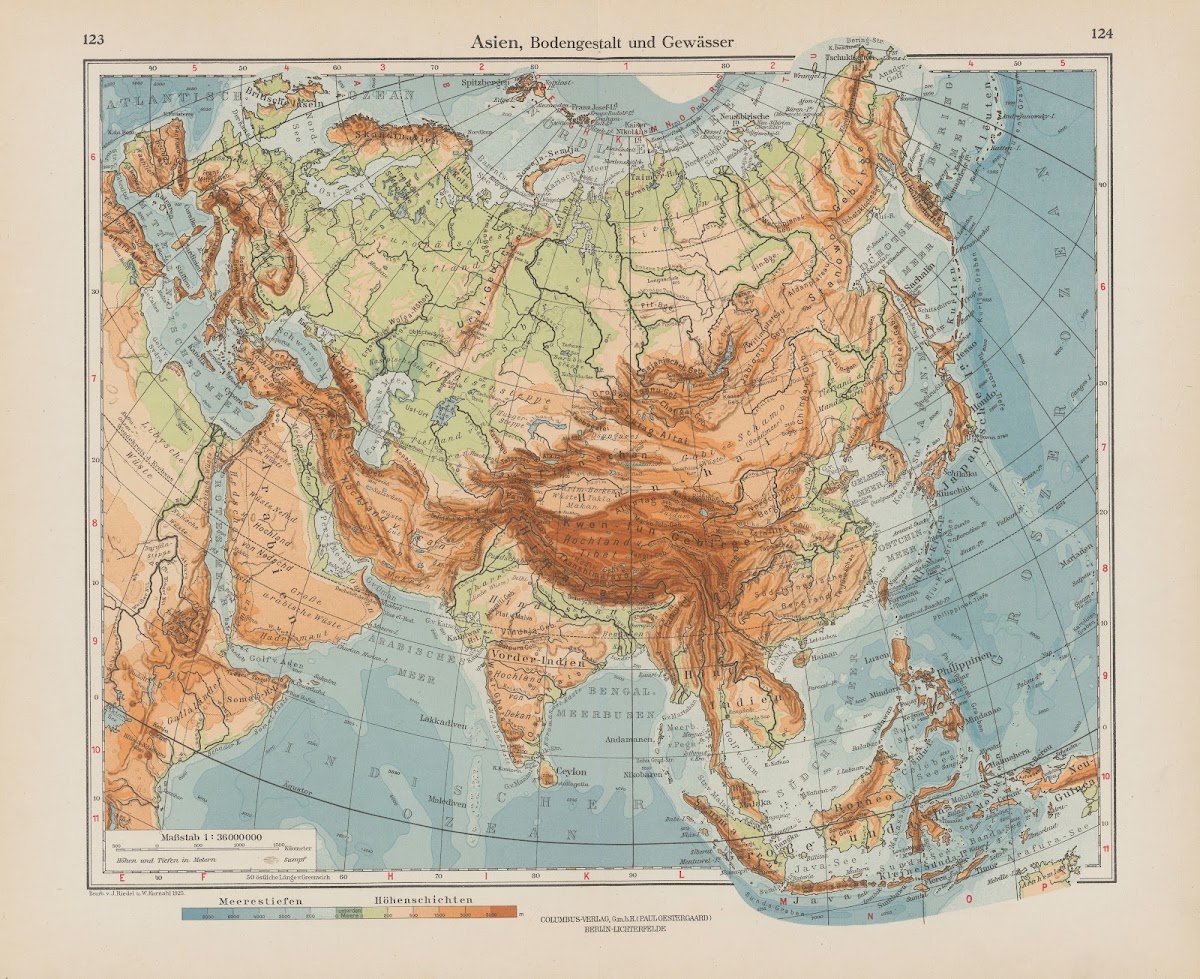 Asien Bodengestalt und Gewasser 1926