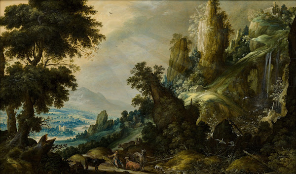 Mountain Landscape with Waterfall circa 1600