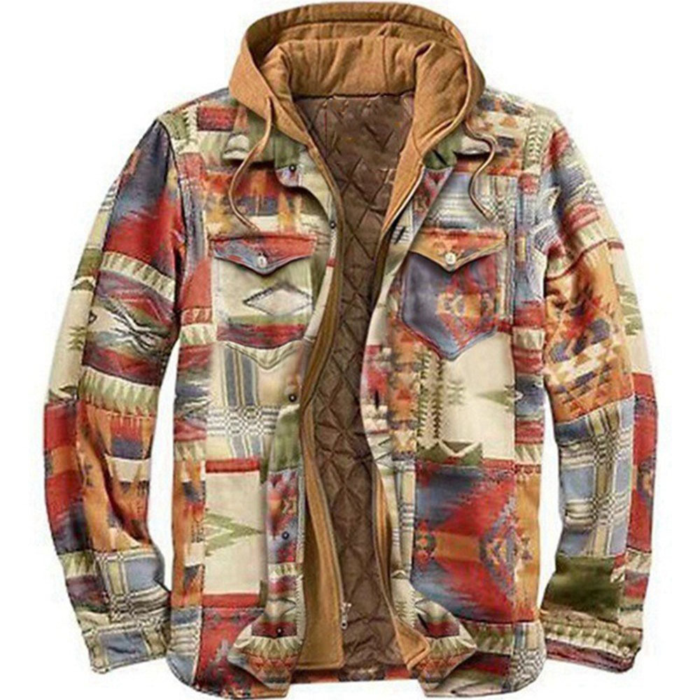 Men's Hooded Jacket, Checkered, Fleece-lined