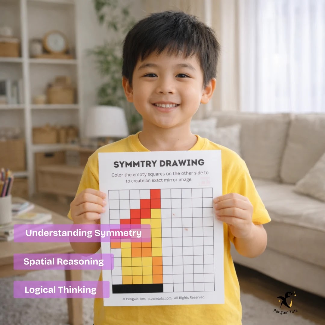 Symmetry Grid Coloring Activity | Mirror Image, Spatial Reasoning & Visual Perception