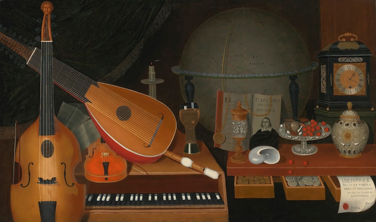 Vanitas Still Life With Musical InstrumentsA Globe And Other Objects