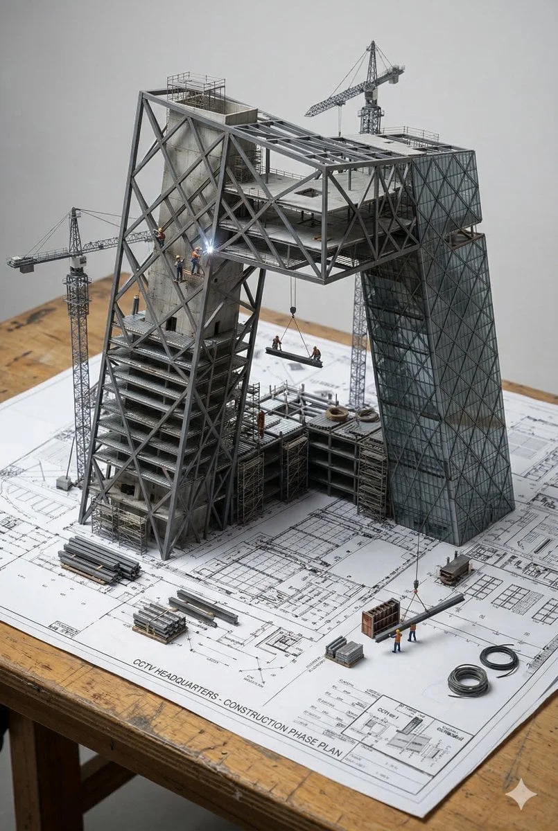Un plano arquitectónico de {BUILDING_NAME} colocado sobre una {SUPERFACE}, con una miniatura fotorrealista...