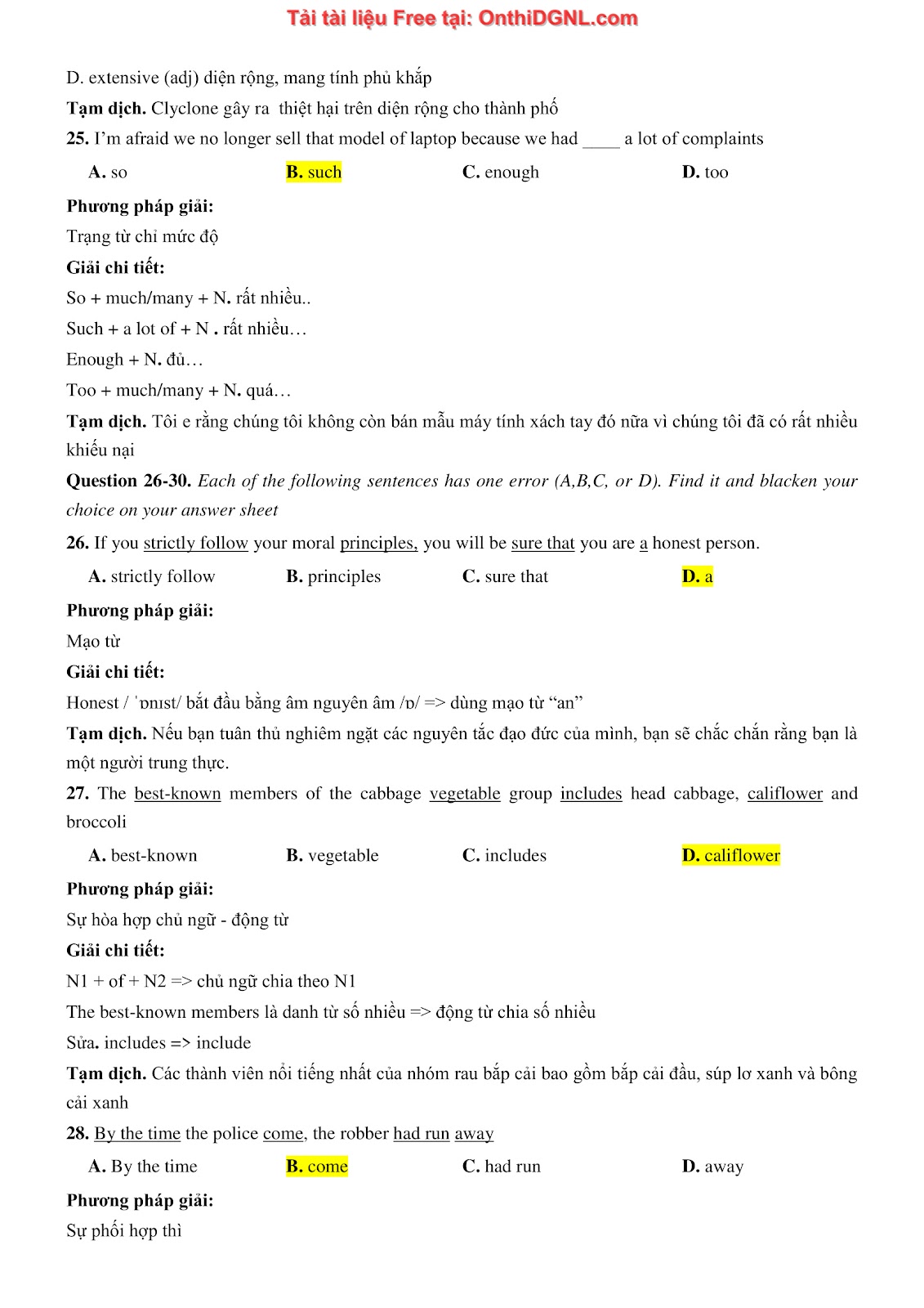 800 bài tập môn Tiếng Anh - Ôn thi ĐGNL ĐHQG TP HCM Phần 38