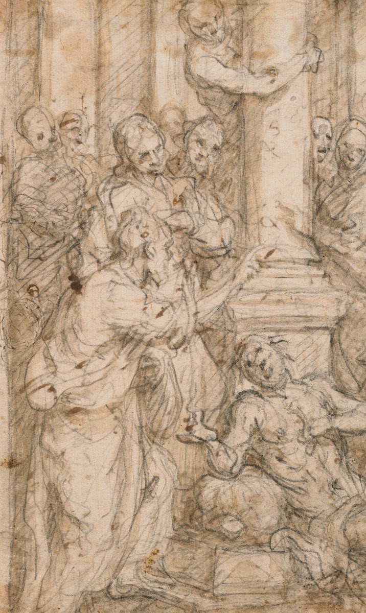 Christ Resurrecting A Paralytic 16th 17th Century