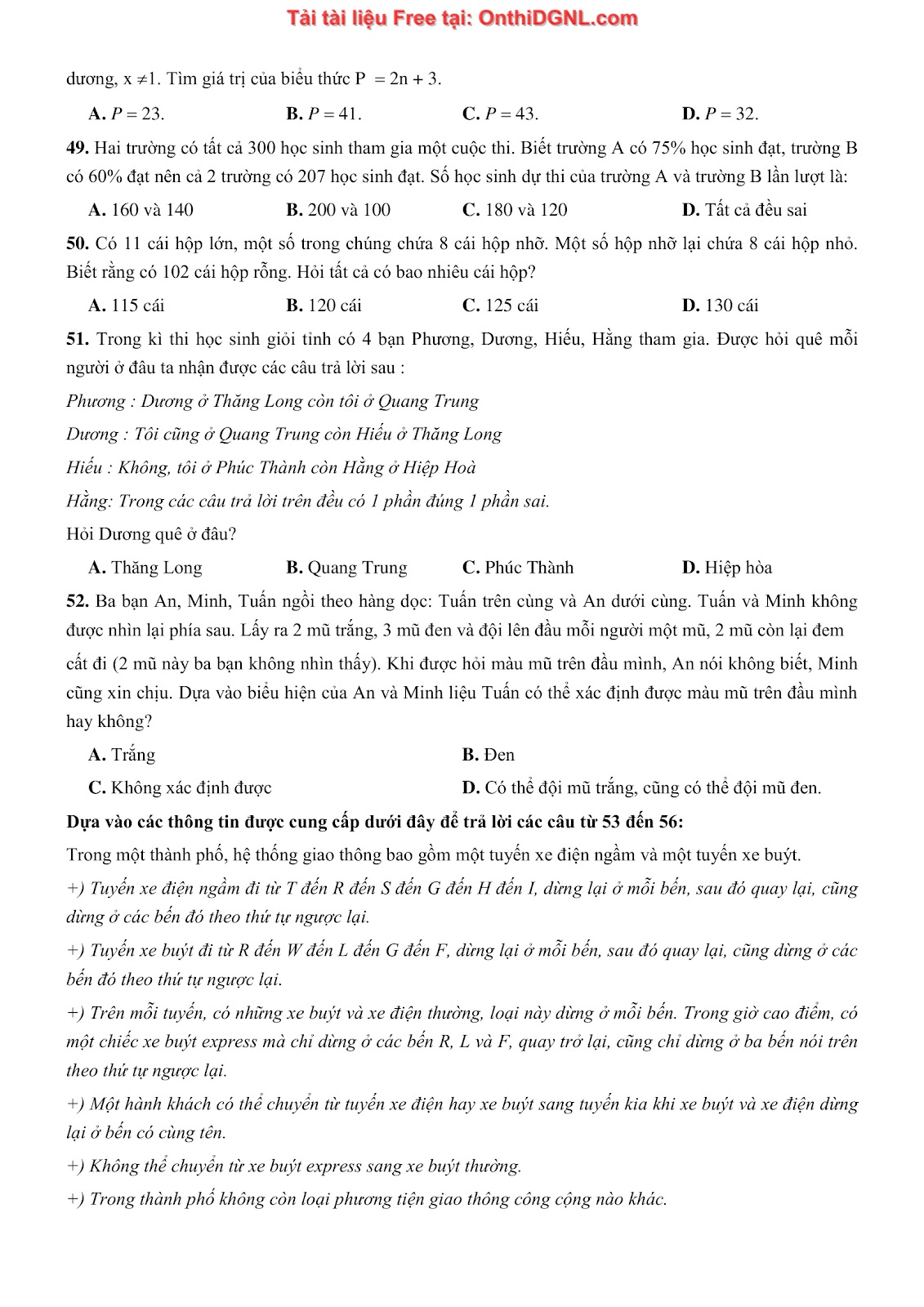 900 bài tập môn Toán - Ôn thi ĐGNL ĐHQG TP HCM Phần 22