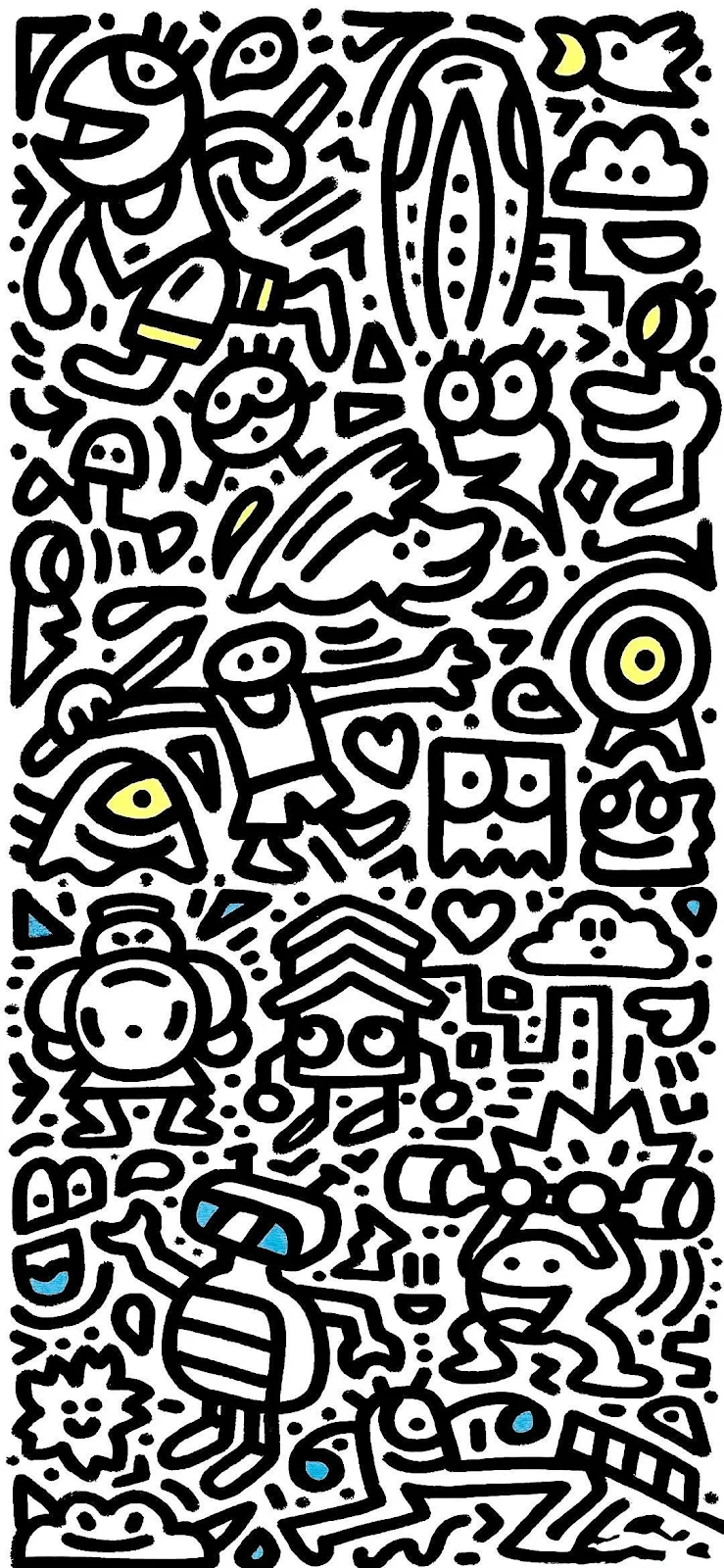 Playful Black And White Doodles - Doodle Art Full HD iPhone Wallpaper (1080x2339)