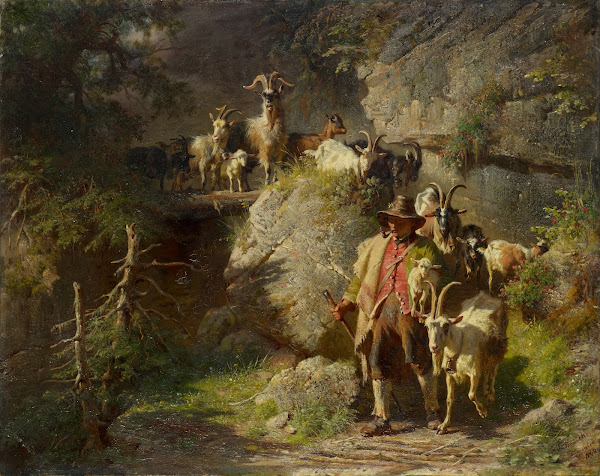 Shepherd with Flock of Goats 1864