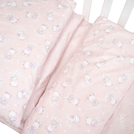 Постельный комплект для детской кроватки 5 эл Twins Via (поплин) Baby pink