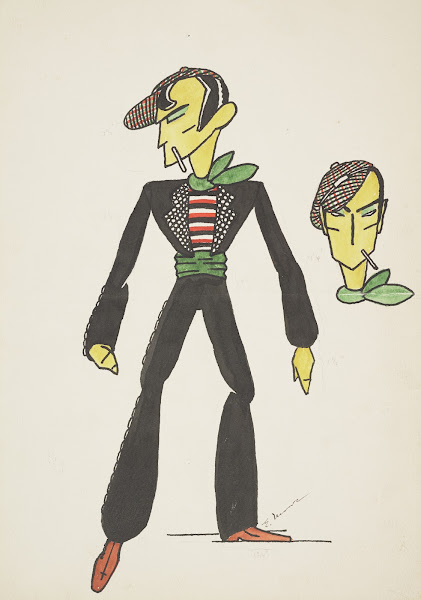 String Fevermarionette Black coat with green lapels 1934 1943