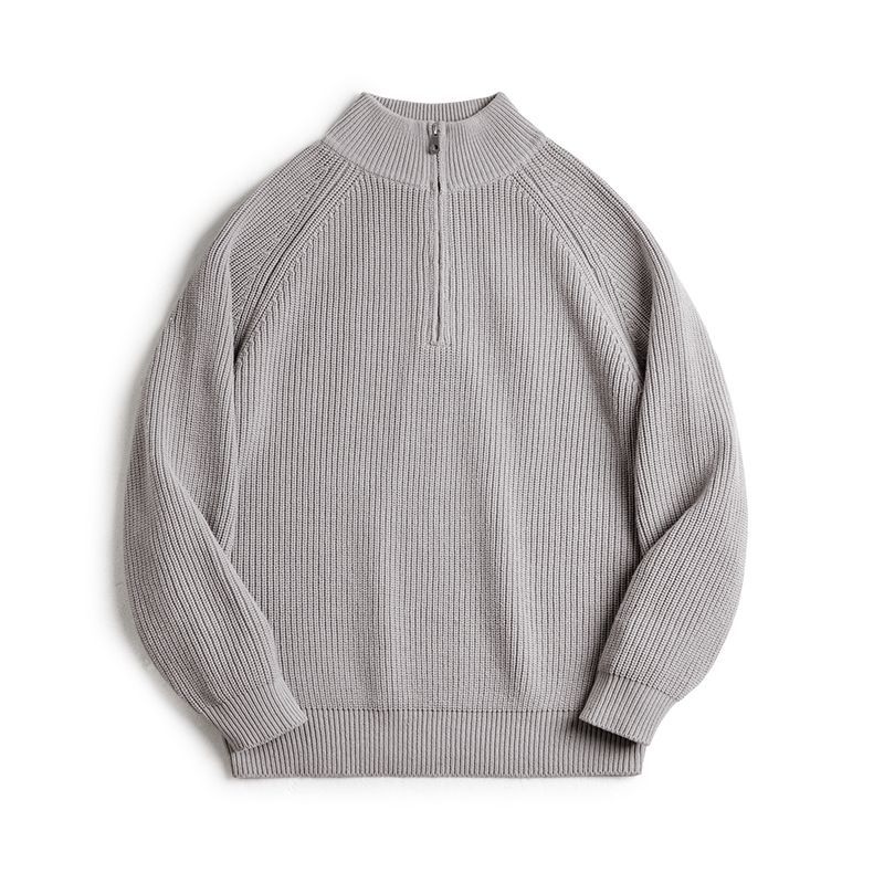 Men's Vintage-Style Knit Sweater with Zipper