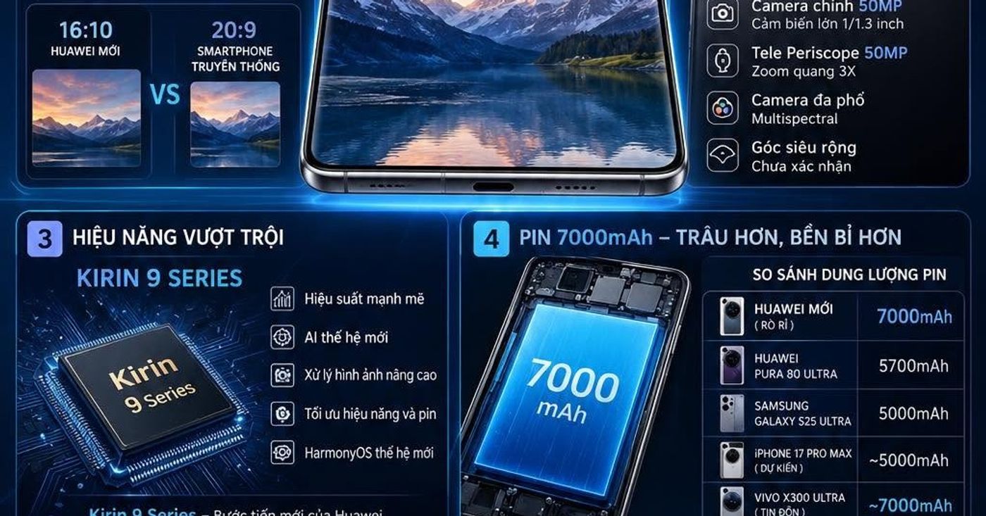 Huawei готовит новый суперфлагман с экраном 16:10, батареей емкостью 7000 мАч и огромной камерой?