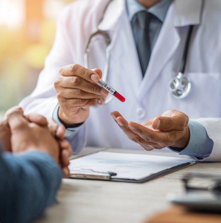 의사가 당화혈색소를 설명하는 장면