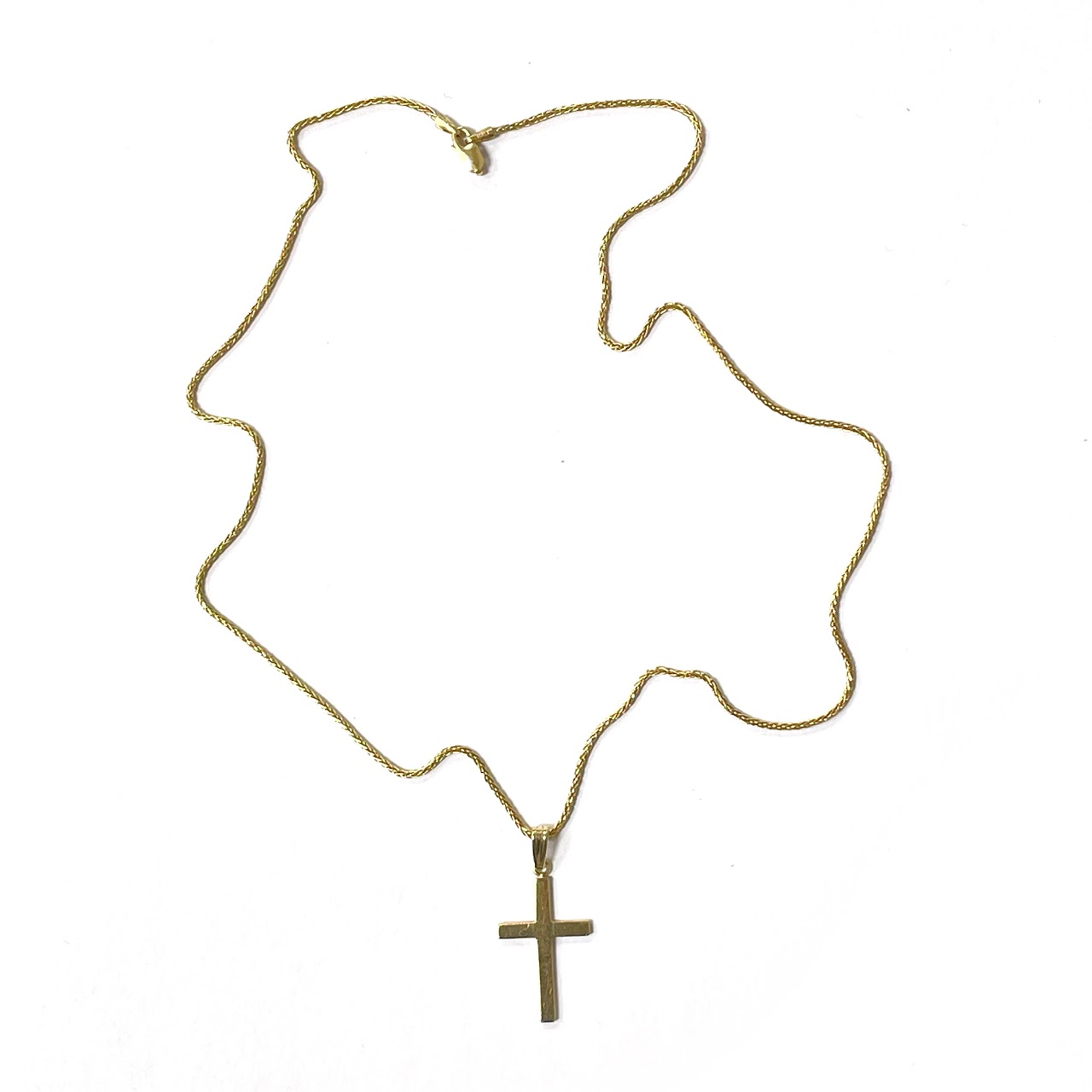 14K Gold Chain & Cross Pendant Necklace