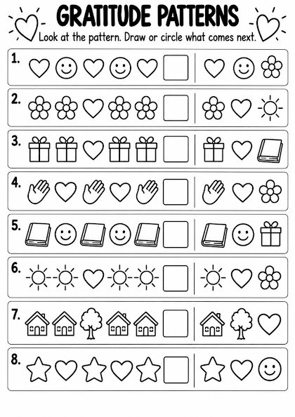 Gratitude Pattern Practice Worksheet